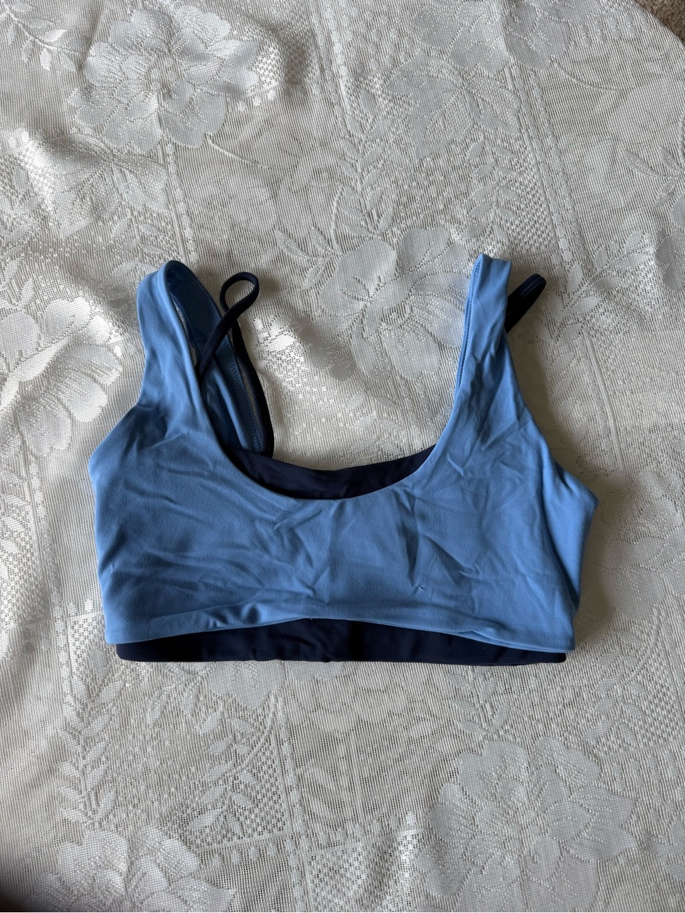Abercrombie & Fitch Light Blue & Navy Women's Sports Bra - Picture 3 of 3